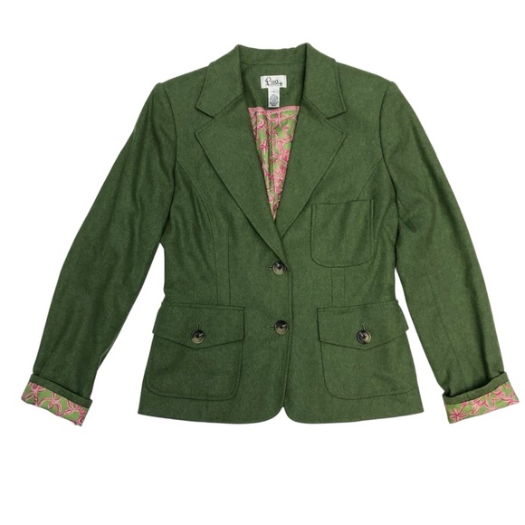 Vintage Lilly Pulitzer Wool Blend Blazer Jacket Green Size 4 - Picture 5 of 13
